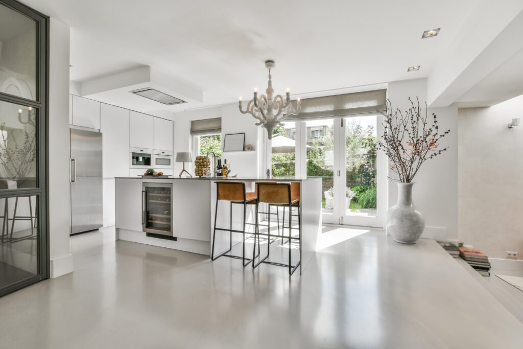 white transitional kitchen