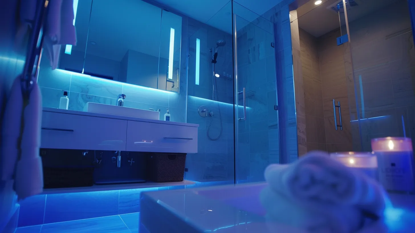 Small Bathroom Remodeling in Atlanta-Midtown: Expert Tips to Maximize Space and Style 1 A modern, small bathroom with sleek fixtures and smart storage solutions in a stylish Atlanta apartment setting. * Bright lighting, glass shower doors, and a floating vanity to emphasize space-saving design.