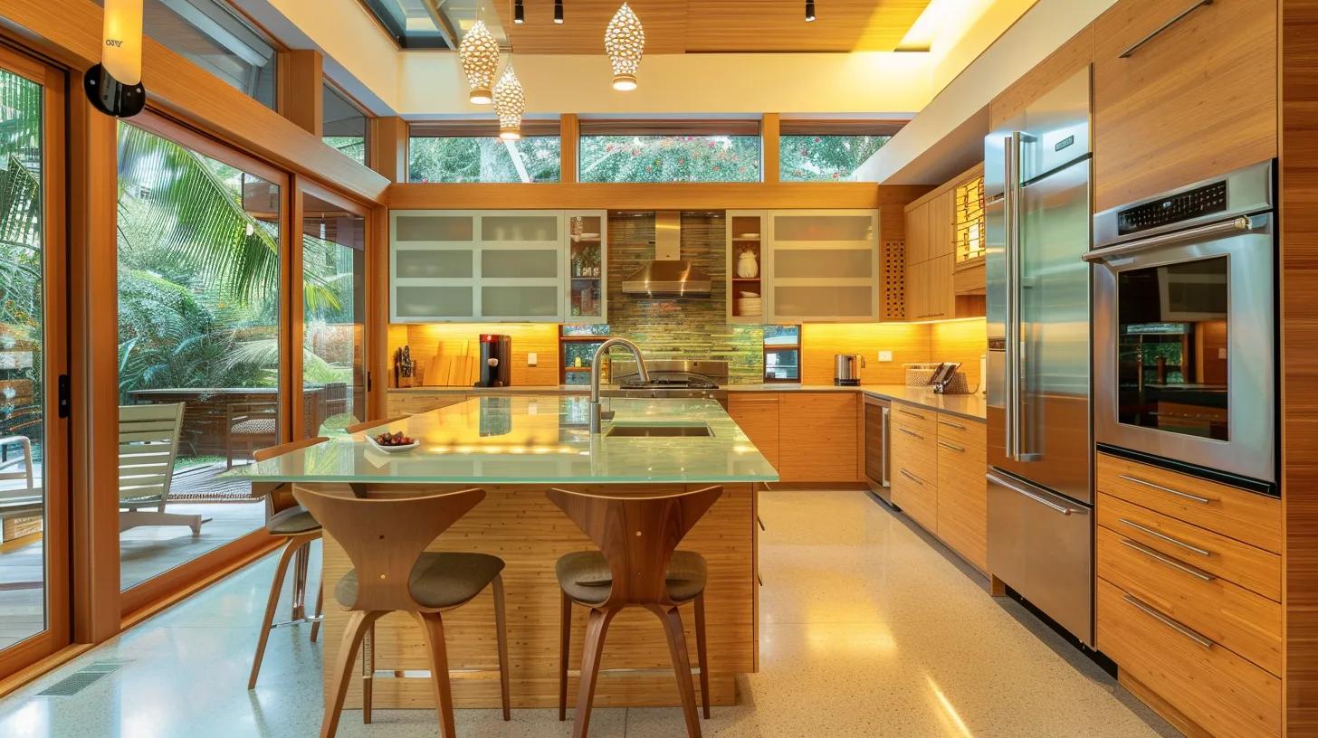 Eco-Friendly Kitchen Remodeling in Smyrna: Sustainable Upgrades That Last 13 a modern eco-friendly kitchen showcases sleek bamboo cabinetry and recycled glass countertops, illuminated by energy-efficient led lights, while energy-saving appliances blend seamlessly into a sustainable design that emphasizes innovation and environmental consciousness.