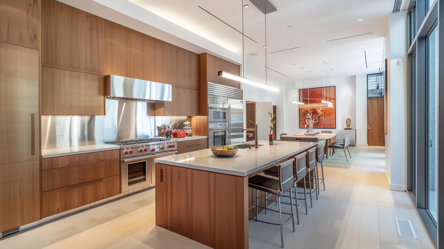 Eco-Friendly Kitchen Remodeling in Smyrna: Sustainable Upgrades That Last 15 a modern kitchen showcasing sleek cabinetry made from engineered wood, recycled glass countertops reflecting ambient lighting, and low-voc finishes, all set in a stylish urban setting that embodies eco-friendly design principles.