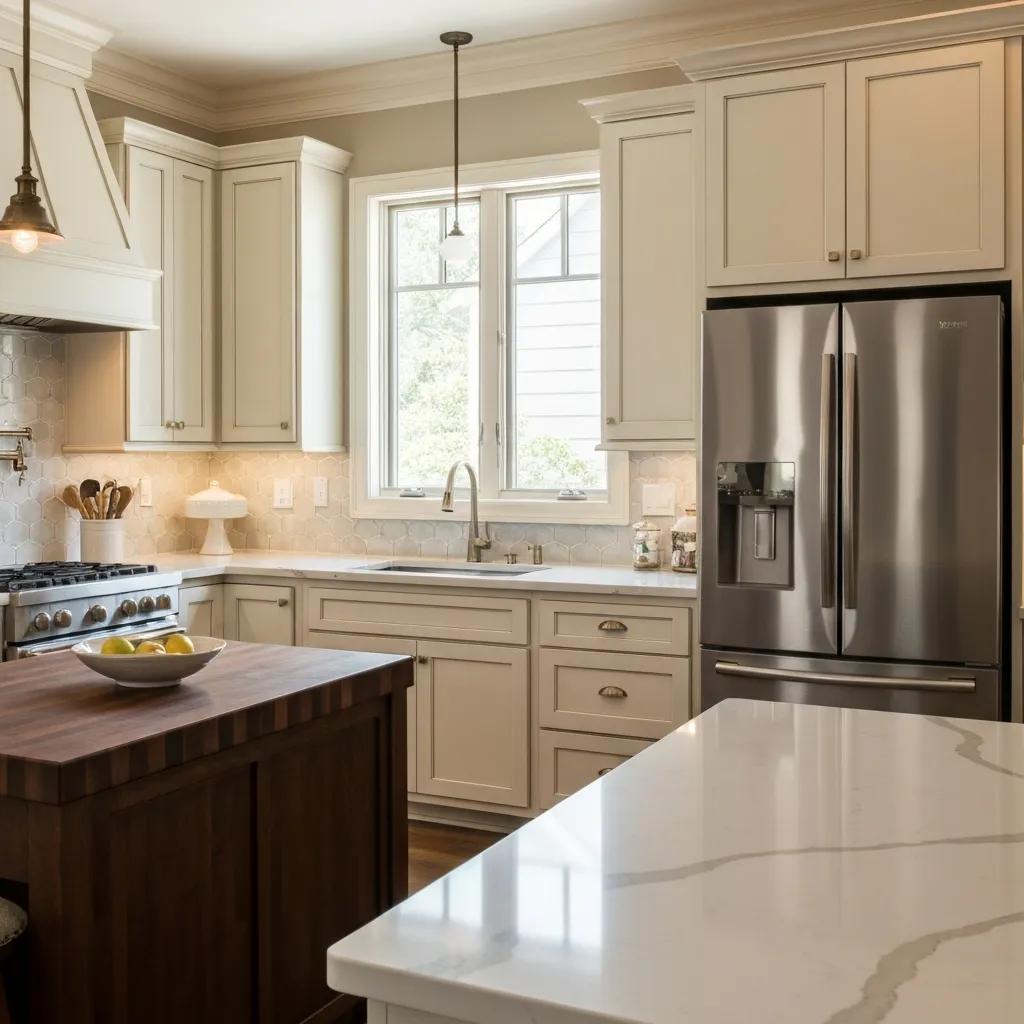 Quartz Countertops in Roswell: Why They're a Top Choice for Kitchens 1 Stylish kitchen with quartz countertops emphasizing modern design and warm tones
