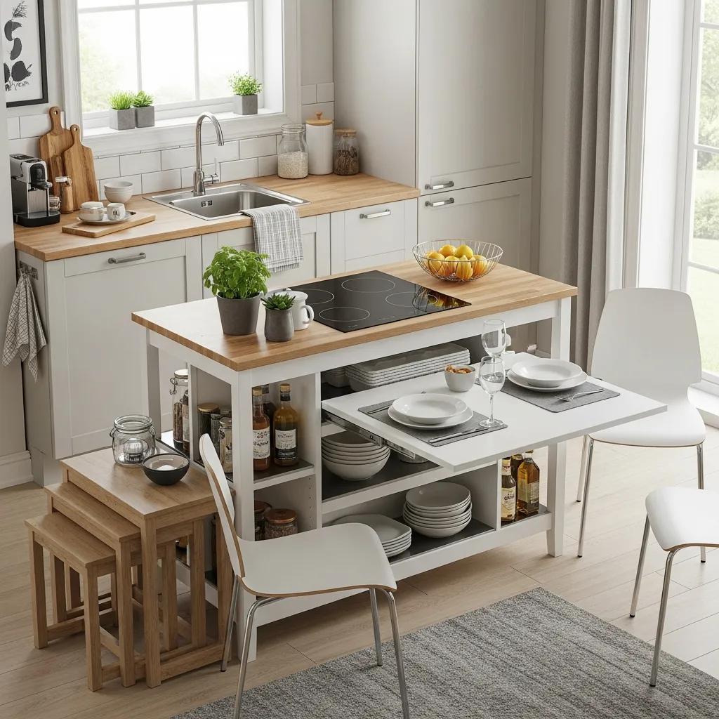 Maximize Space in Your Small Kitchen Today: Expert Storage Ideas and Efficient Layouts 6 Small kitchen featuring multifunctional furniture for better organization